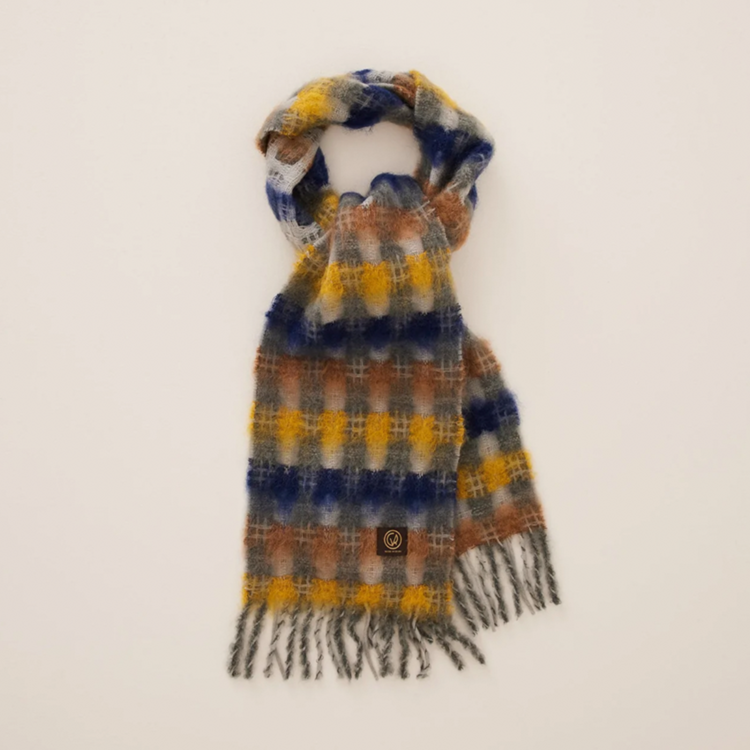 Soft Ochre Wool and Mohair Scarf