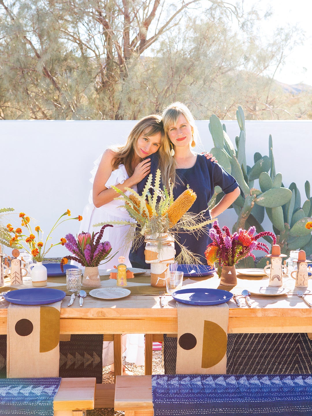 Hopie and Lily Stockman at dinner party