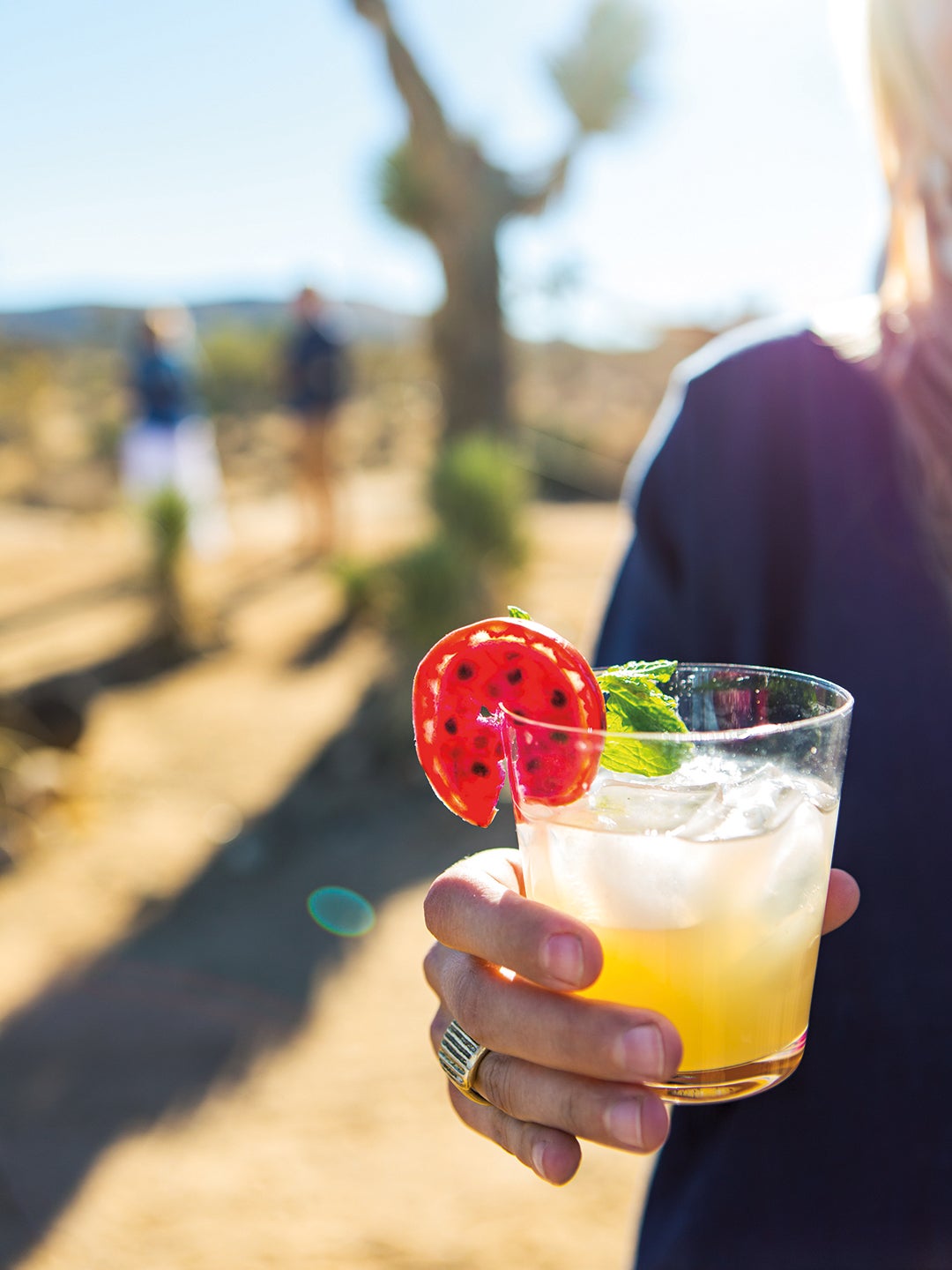 hand holding prickly pear cocktail