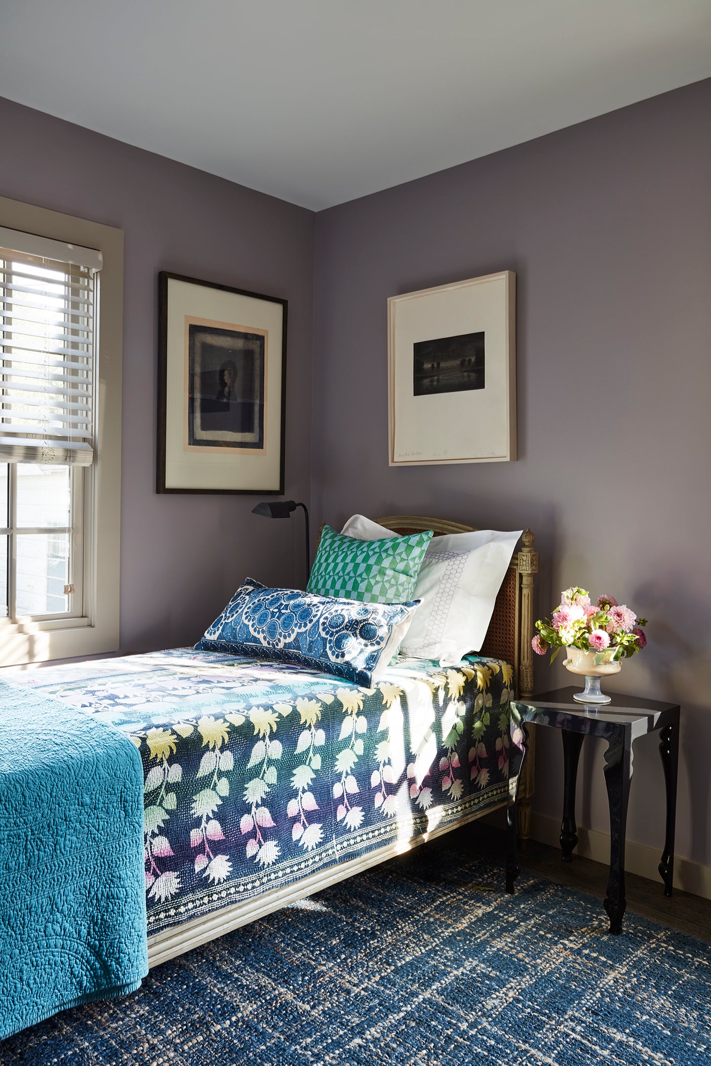 blue and purple bedding 