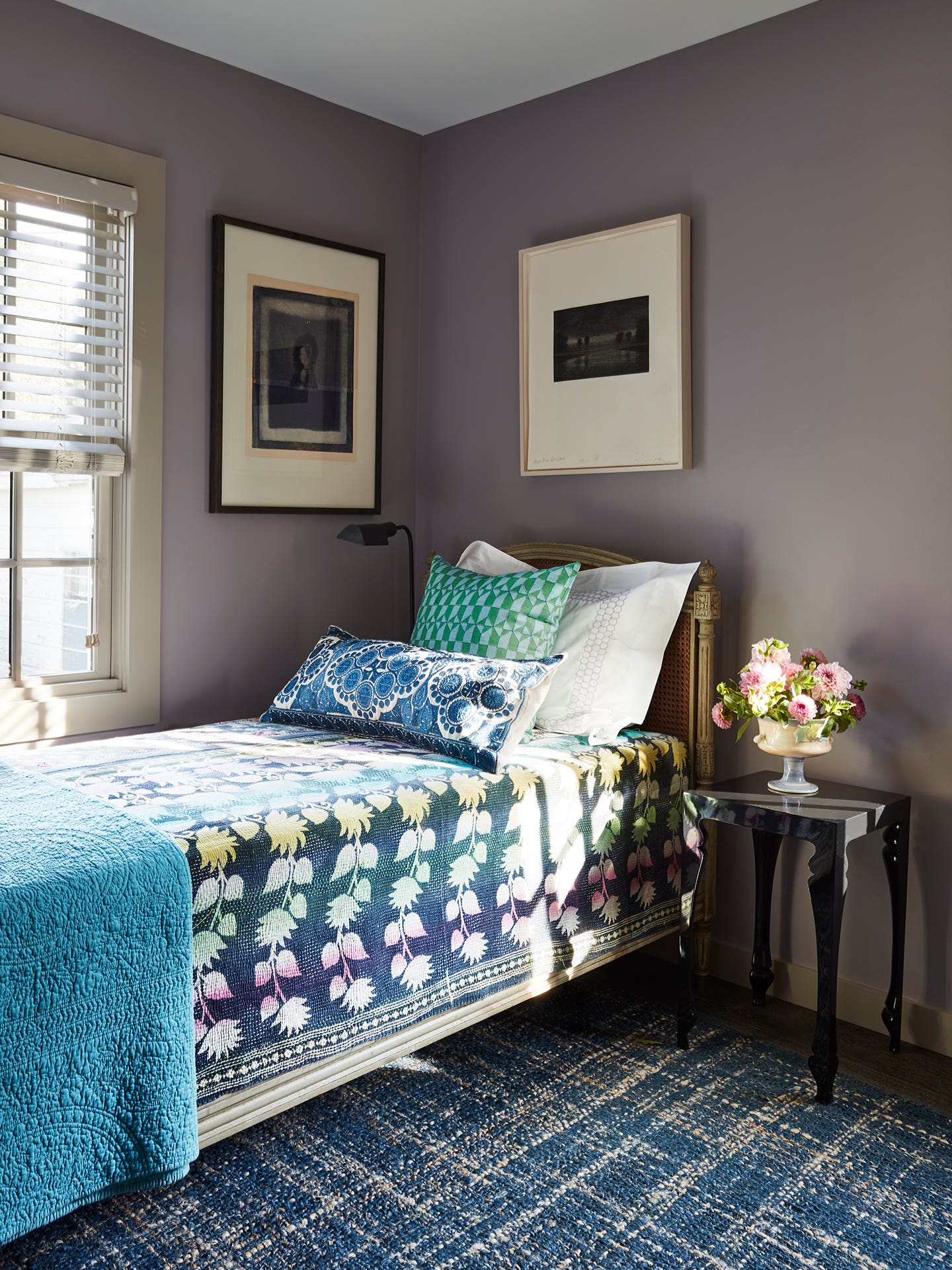 blue and purple bedding