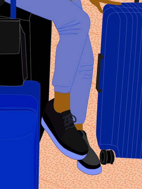 illustration of person holding luggage