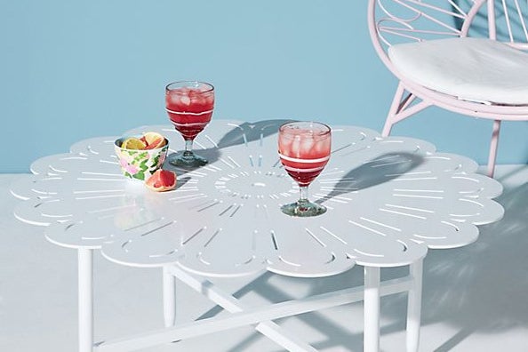 white table with summer drinks