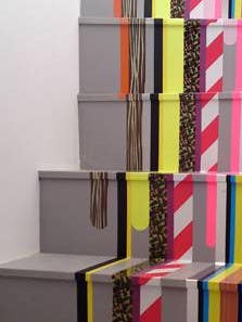 stairs decorated with washi tape