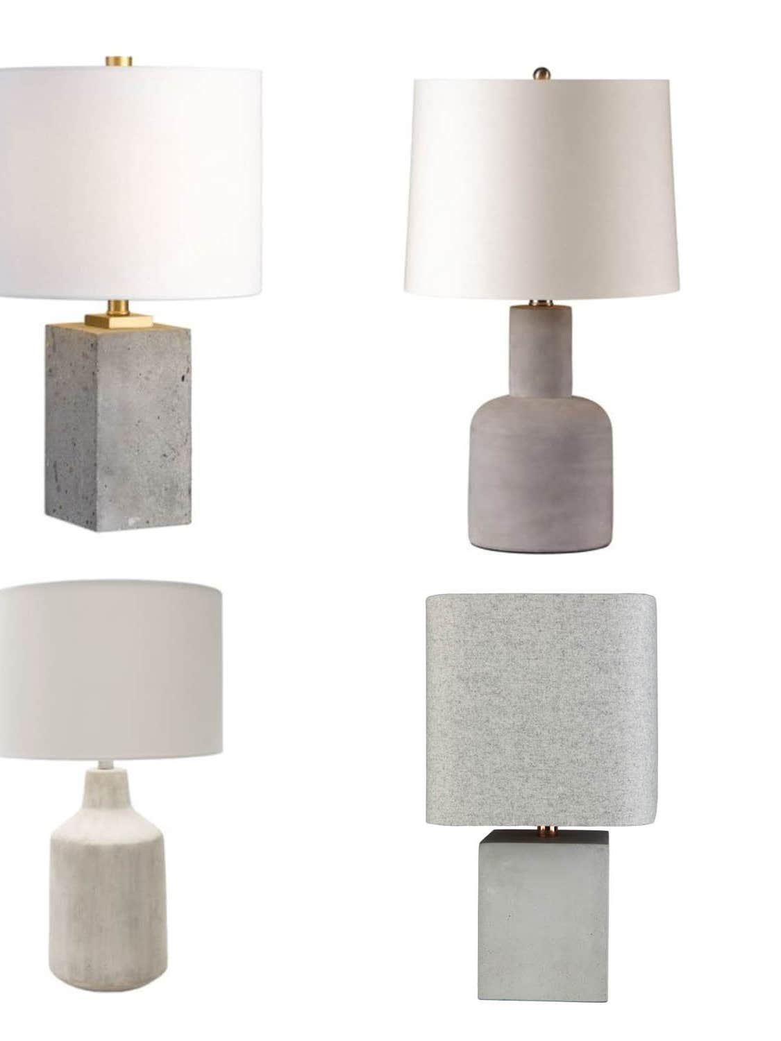 assortment of table lamps with concrete base