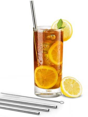 metal straws in ice tea