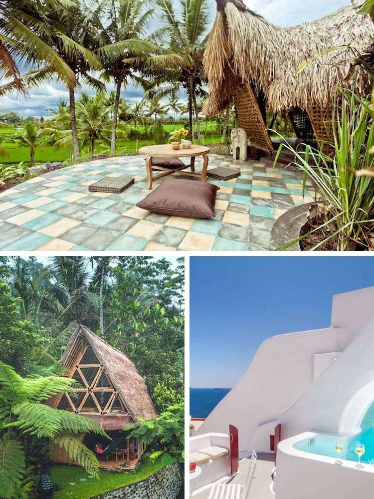 collage of airbnb tropical locations
