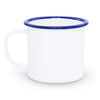 enamelware mug with blue rim