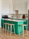 green lower cabinets