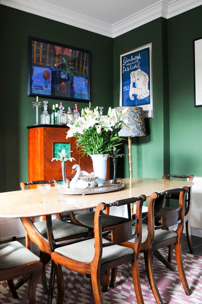 Green and Wood Dining room