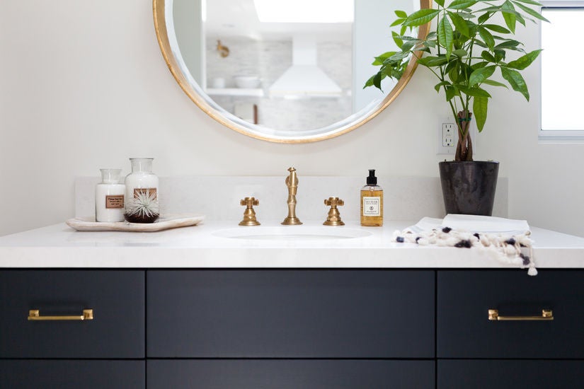 Black and Gold and White Bathroom