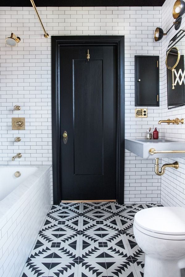 Black and Gold and White Bathroom
