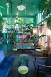Bar Botanique Amsterdam Blue Sofa Green Walls