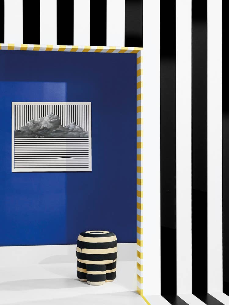 Black and Blue and White Entryway