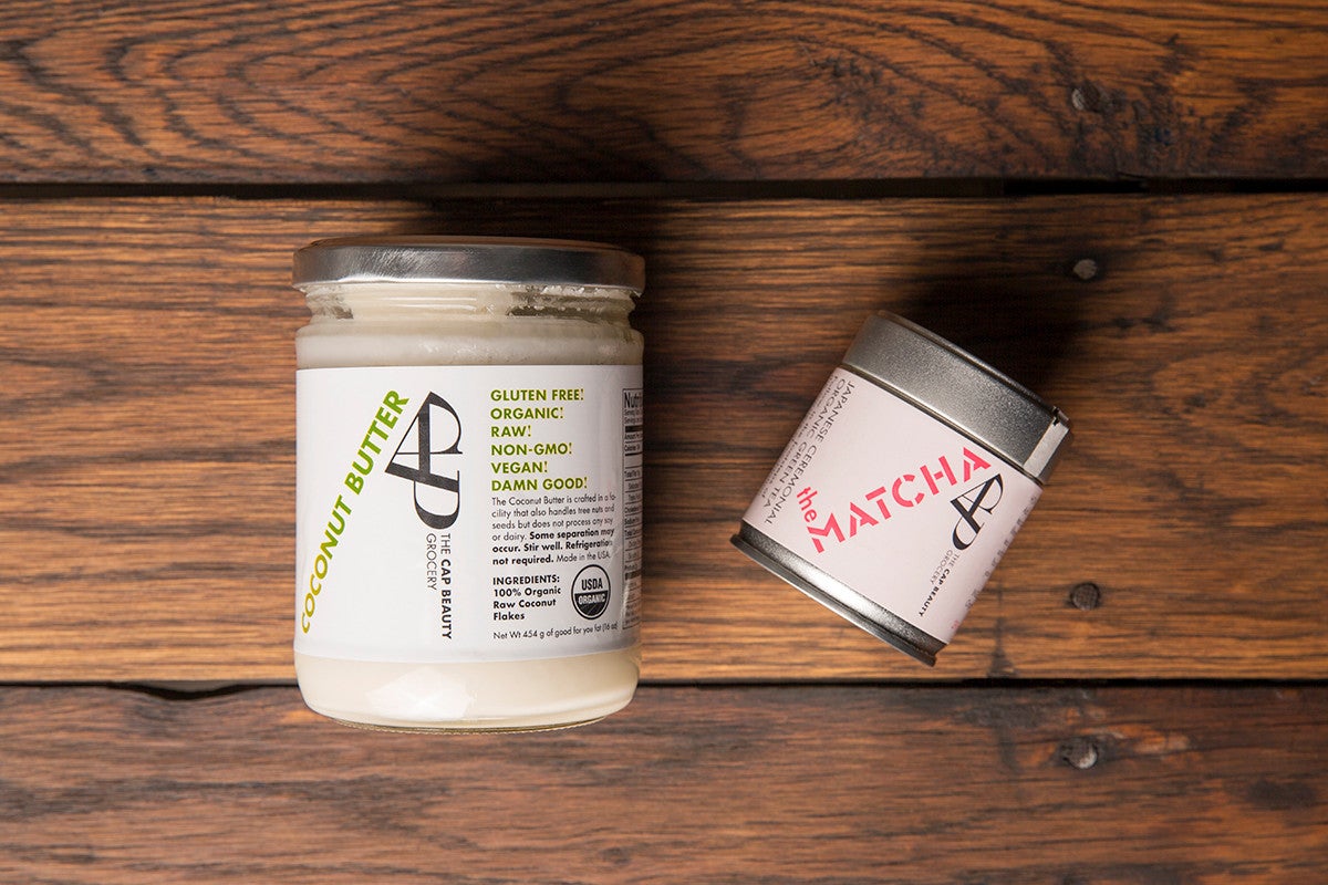 14 Pantry Essentials From Our Favorite New Wellness Destination coconut butter and matcha
