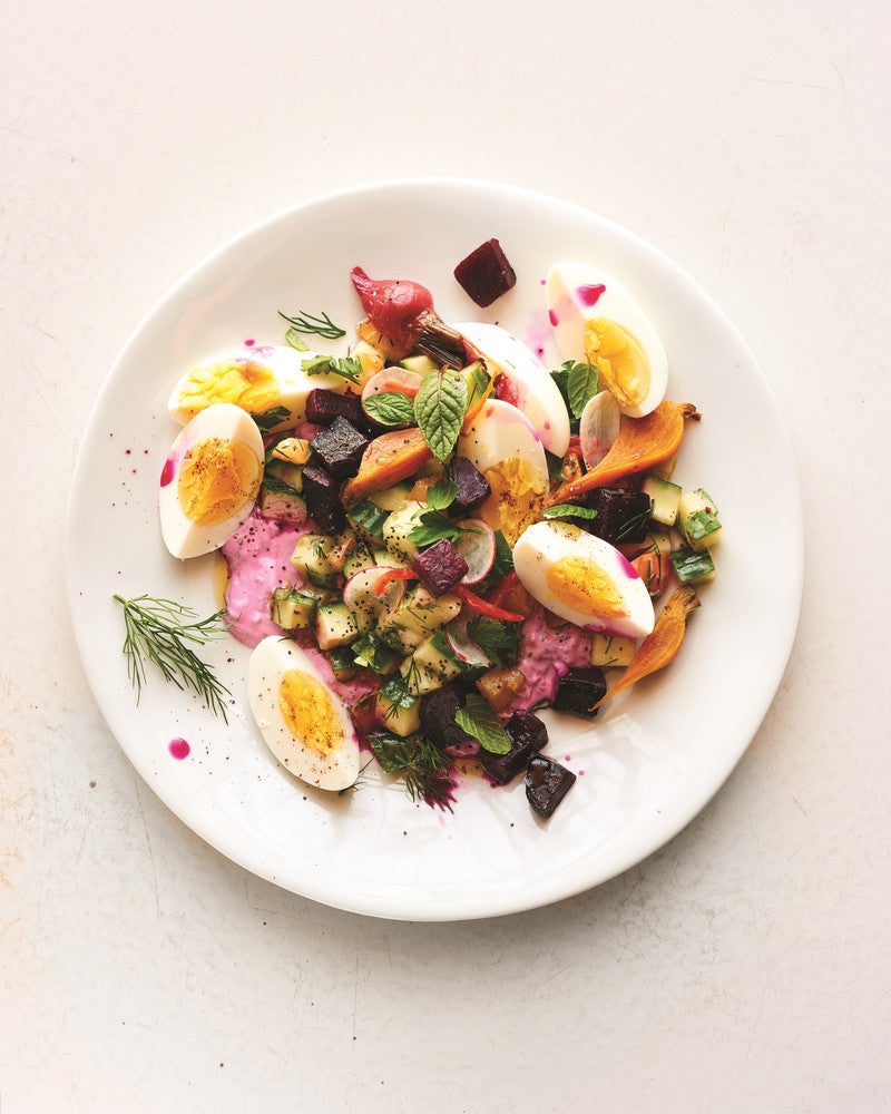 Egg Shop Cookbook Recipes: roasted beet tzatziki salad