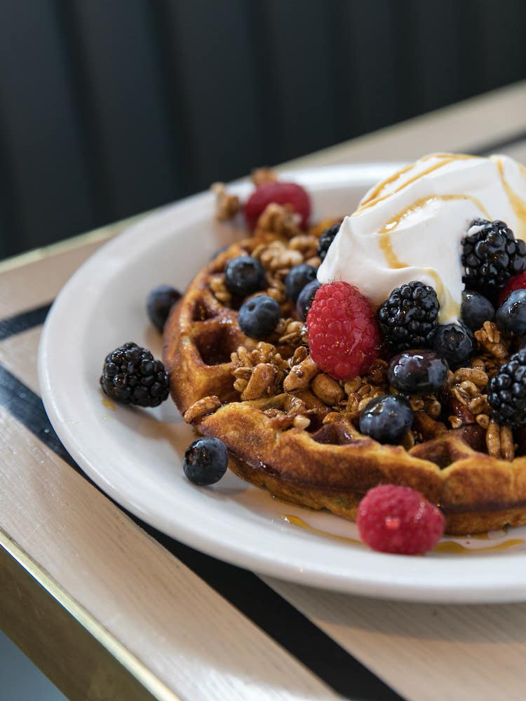 Inside NYC’s Healthful Restaurant Cafe Clover, and Our Favorite Brunch Recipes: sweet potato waffles