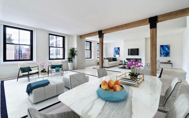 Inside Jennifer Lawrence's Tribeca Apartment - open floor dining/living space