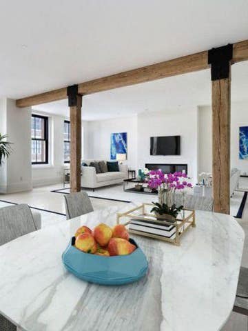 Inside Jennifer Lawrence's Tribeca Apartment - open floor dining/living space