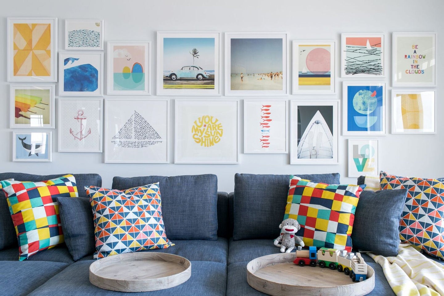 Colorful Gallery Wall in Kids Playroom