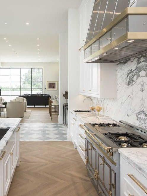 white marble luxe kitchen