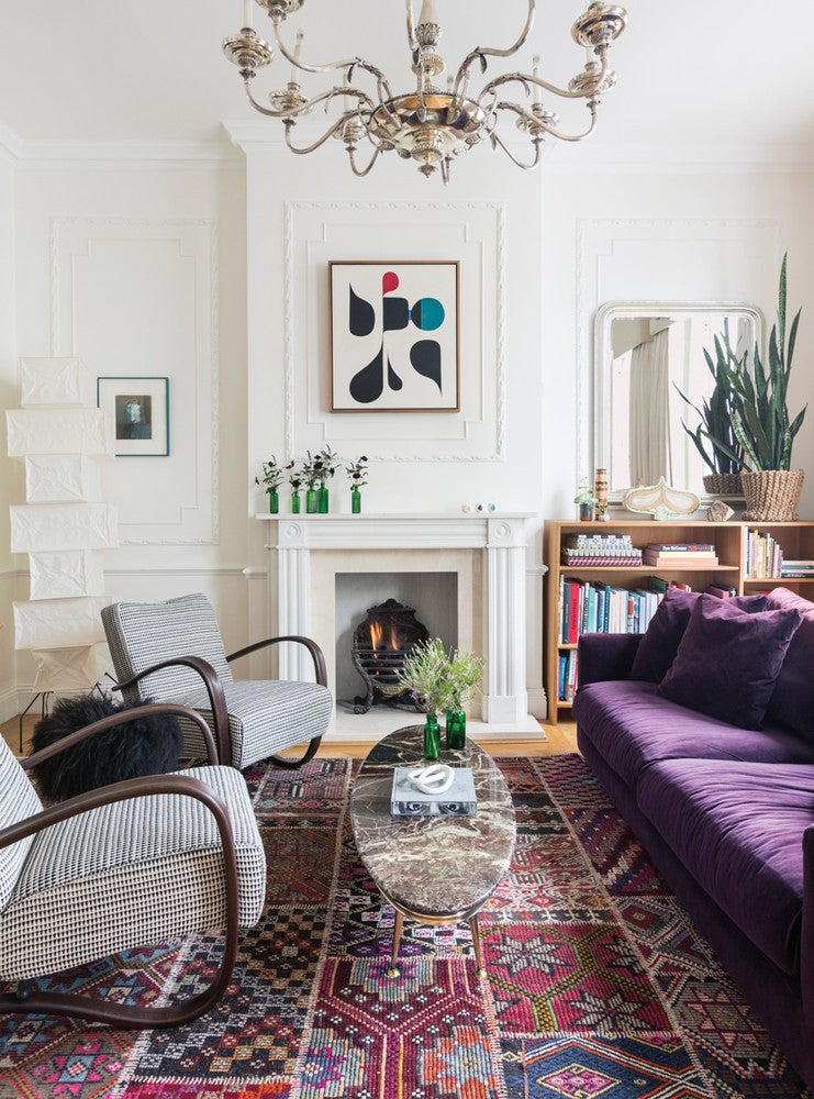 Purple and Red and White Living room