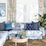 Blue and Taupe and White Living room