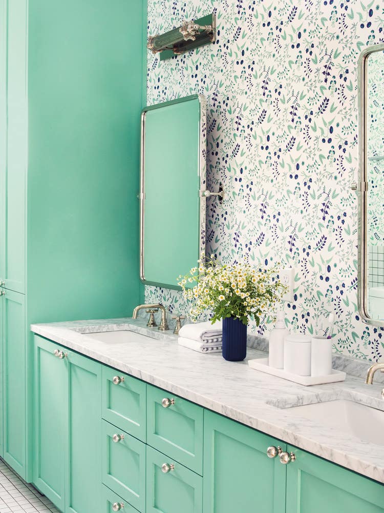 Green and White Bathroom