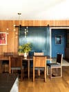 Black and Blue and Wood Dining room