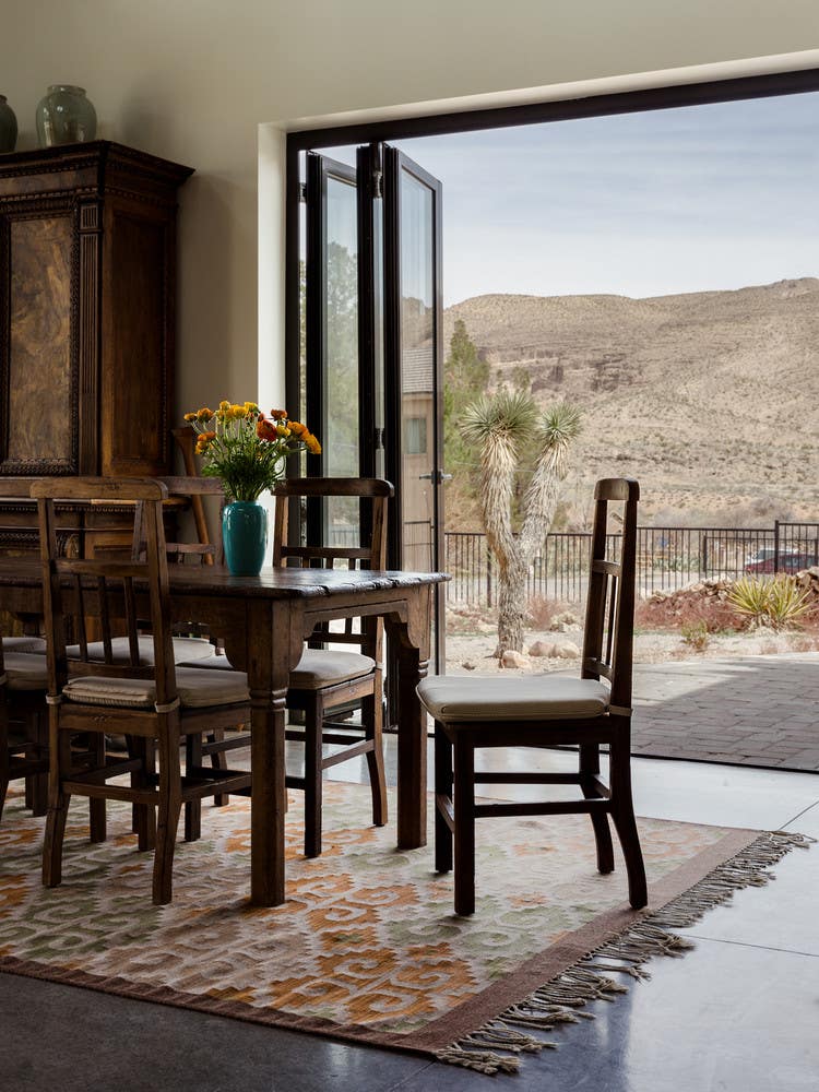 modern nevada home dining room desert views