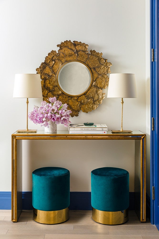 velvet and gold entryway accents