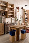 wooden table in kitchen