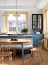 blue and yellow kitchen