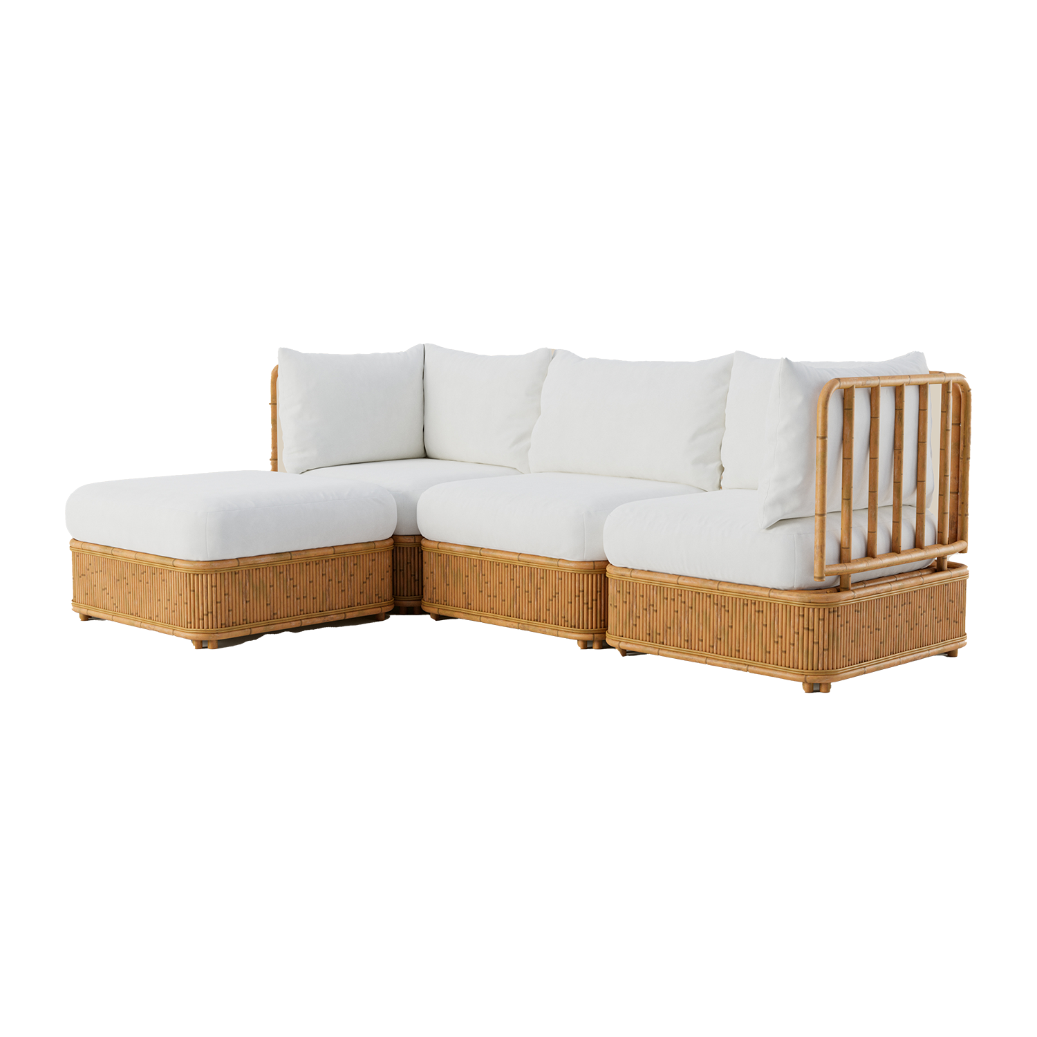 Natura Four Seat L-Shape Sectional with rattan frame