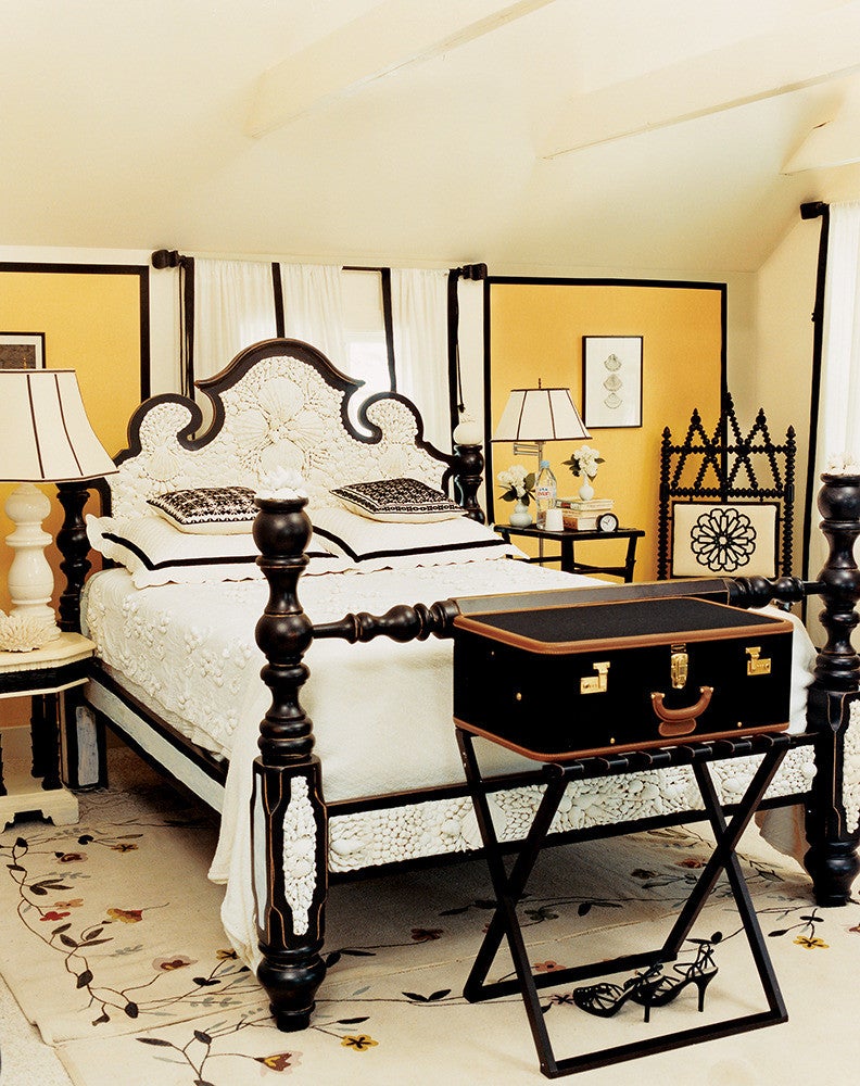 Black and White and Yellow Bedroom