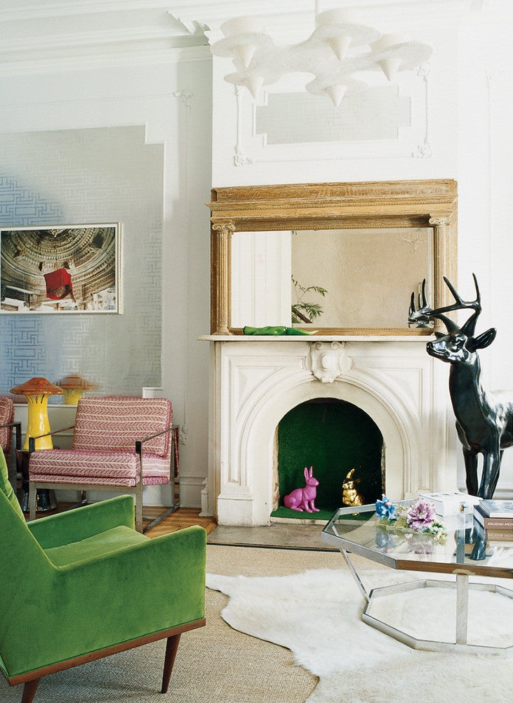 mantel decorating ideas for spring Green and White Living room