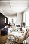 Nate Berkus and Jeremiah Brent design Rita Hazan Apartment Taupe Living room