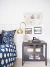 Anne Ziegler White and Blue Bedroom Nightstand
