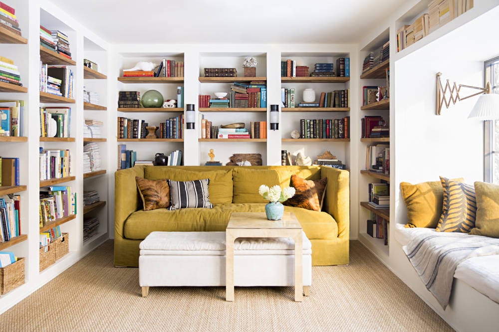 White and Wood and Yellow Home library