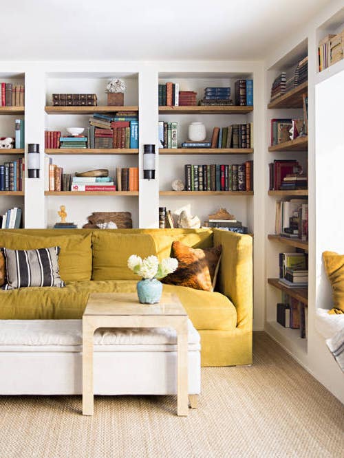 White and Wood and Yellow Home library