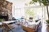 Emily Henderson Home Tour Blue and White and Wood Living room