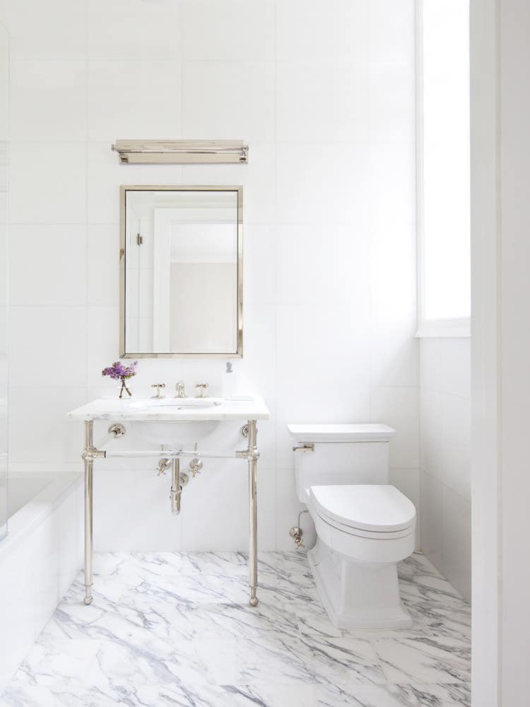 how to master the perfect white marble bathroom