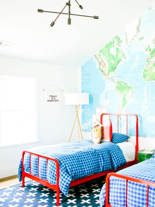 Farmhouse decor ideas Blue and Green and Red Kid's room