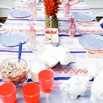 Blue and Red Table Setting