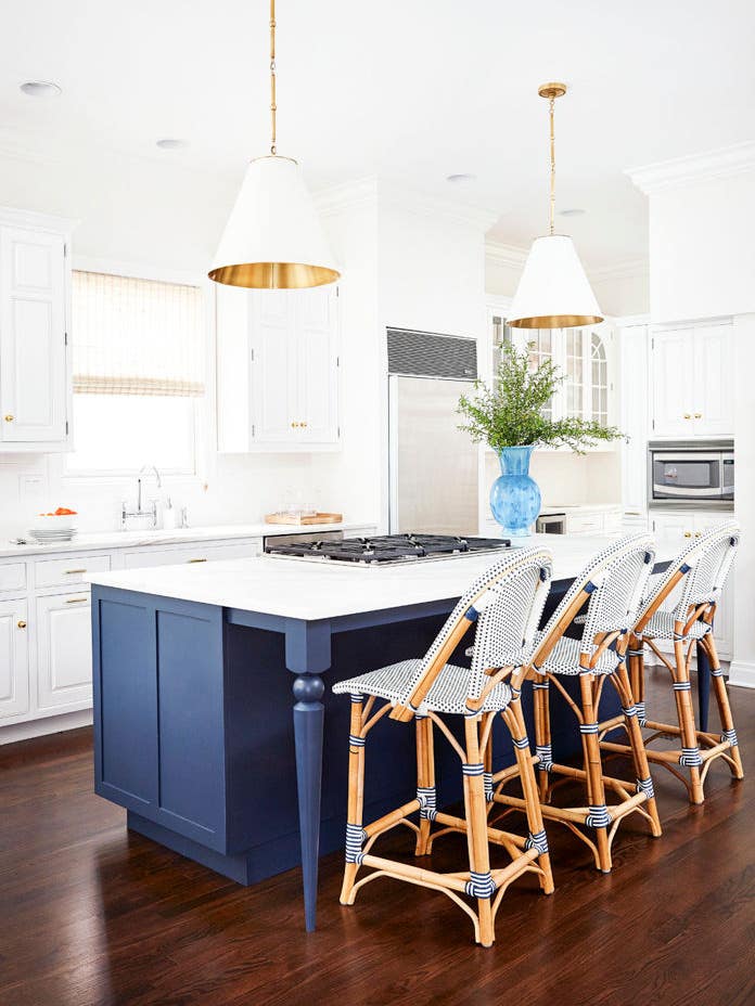 Blue and Gold and White Kitchen