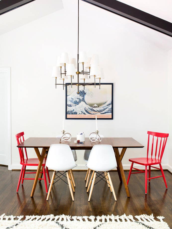 Red and White Dining room