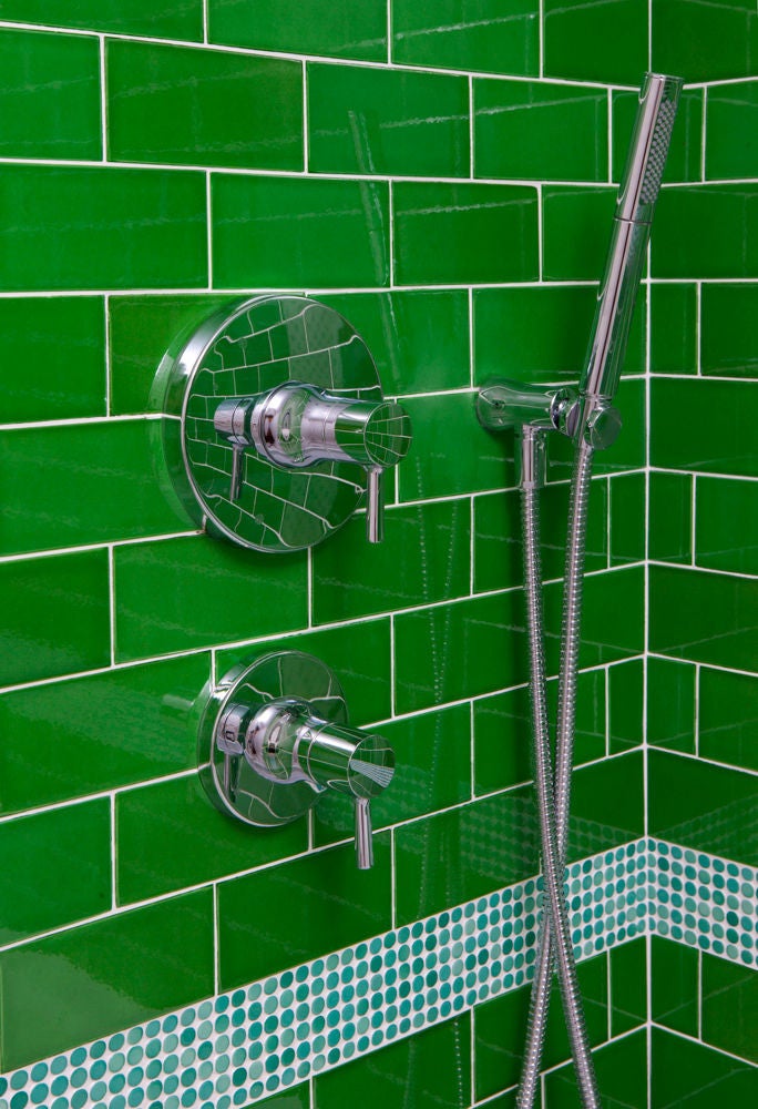 Green and White Bathroom