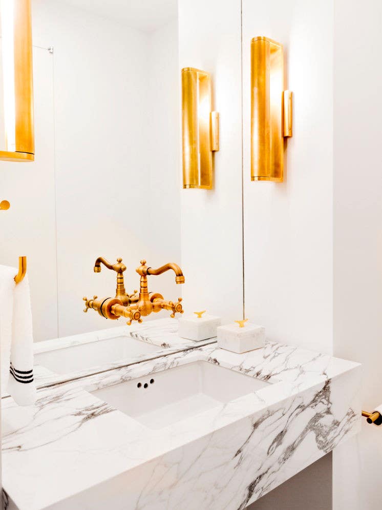 Gold and White Bathroom