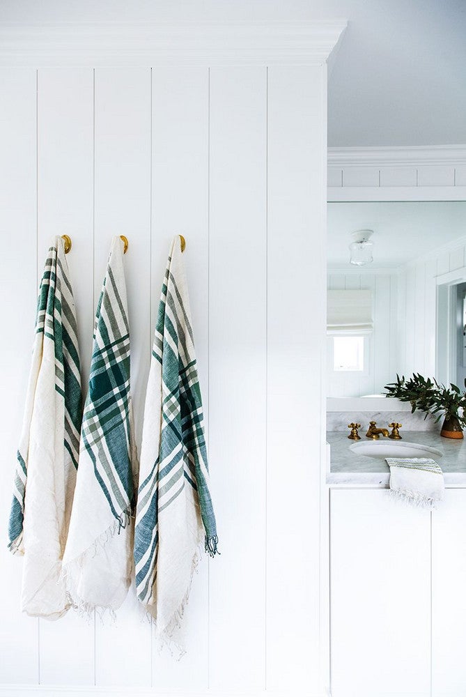 Bronze and Green and White Bathroom