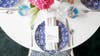 Blue and Pink and White Table Setting
